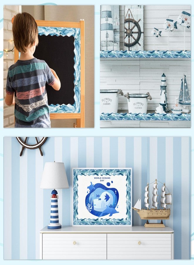 VABAMNA 72Ft Ocean Bulletin Board Borders, Under The Sea Scalloped Trim Borders, Blue Ocean Theme Classroom Bulletin Board Decorations for School Supplies Classroom Door Wall Decor Back to School Theme Party - Image 2