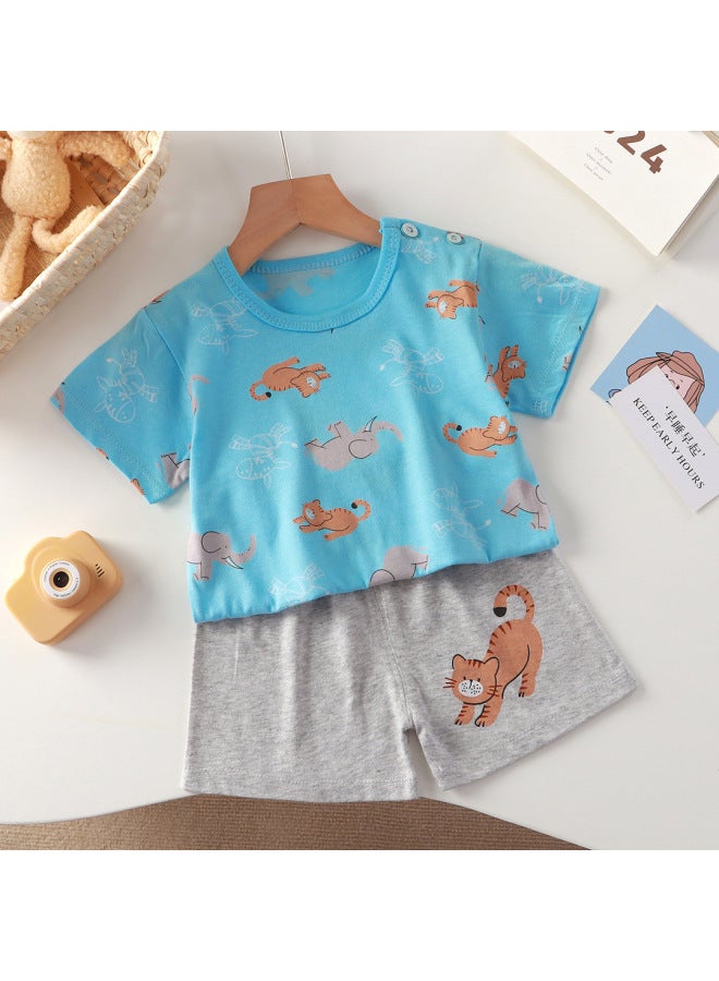 New Children's Wear Short-sleeved Suit Children's Short-sleeved Shorts Girls' Summer One-piece Boys' T-shirt Two-piece Baby Clothes
