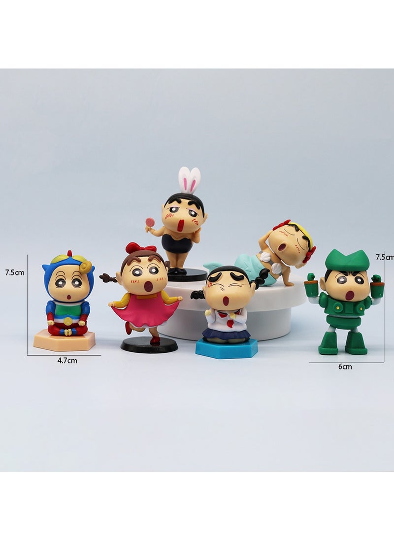 null - Six-Piece Set Of Funny Crayon Shin-chan Figures Model Ornaments Suitable For Collection And Gift ,Bag Pack - Image 1