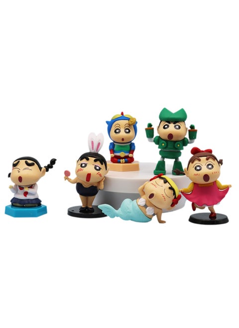 Six-Piece Set Of Funny Crayon Shin-chan Figures Model Ornaments Suitable For Collection And Gift ,Bag Pack