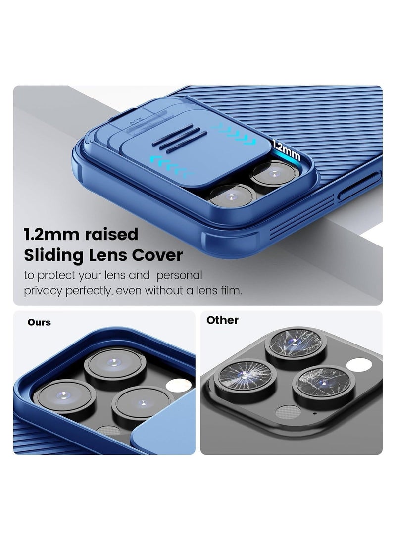 Case for iPhone 15 Pro Max Camshield Cover with Slide Camera Lens Protection PC Back & TPU Bumper Frame Protection Anti Fingerprint Soft Delicate Touch Case (iPhone 15 Pro Max, Blue) - Image 2