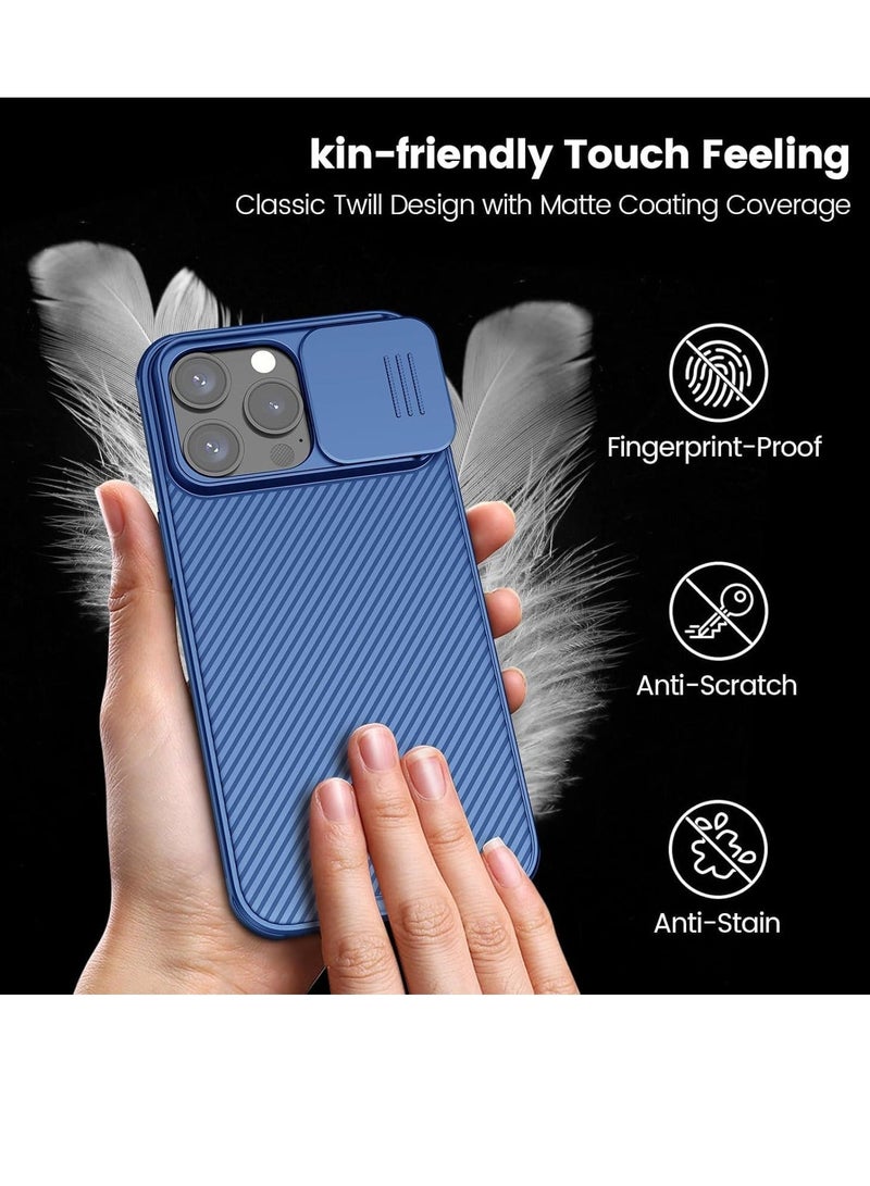 Case for iPhone 15 Pro Max Camshield Cover with Slide Camera Lens Protection PC Back & TPU Bumper Frame Protection Anti Fingerprint Soft Delicate Touch Case (iPhone 15 Pro Max, Blue) - Image 3