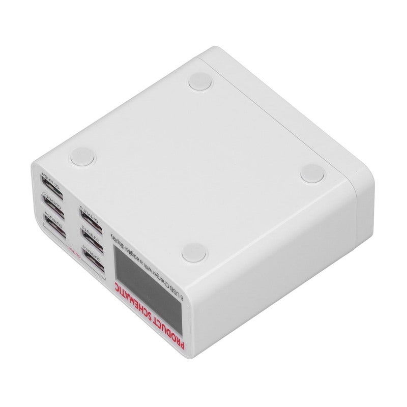 مُحول شحن USB: محور شحن USB بـ6 منافذ مع شاشة رقمية عرض فوري، مصنوع من مواد ABS و PC مقاومة للحرائق - تصميم دائم الحرارة عالي الكفاءة لمنزلك ومكتبك لعدة هواتف محمولة وأجهزة رقمية - Image 4