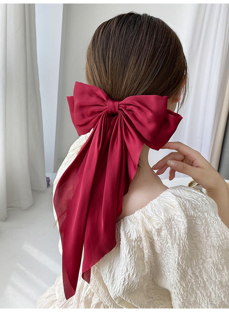 مشابك شعر كبيرة جدًا على شكل عقدة فيونكة مع شريط طويل للنساء والفتيات - Image 4