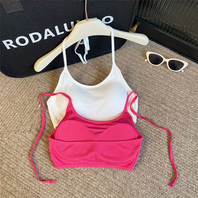 Sexy Halter Neck Camisole Top with Padded Cups for Women 2024 Summer - Image 4