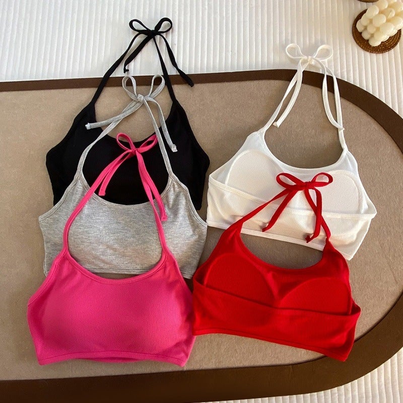 Sexy Halter Neck Camisole Top with Padded Cups for Women 2024 Summer - Image 1