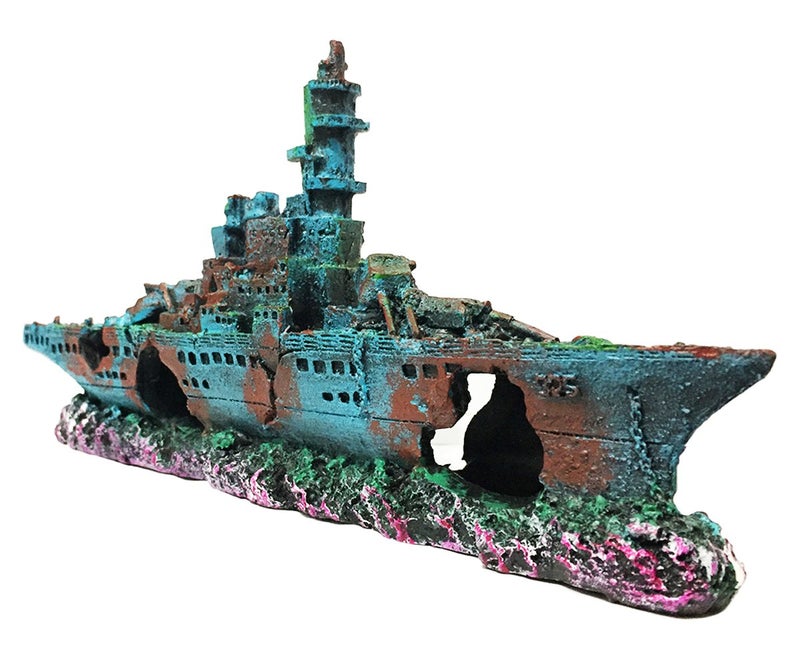 SLOCME Aquarium Shipwreck Decorations Fish Tank Ornaments Resin Material Sunken Ship Decorations EcoFriendly for Freshwater Saltwater Aquarium Betta Fish Decorations