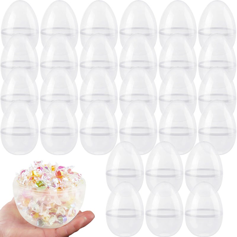 Restroma 30 Pack 6 Inch 5 Inch 45 Inch Jumbo Clear Easter Eggs Plastic Transparent Easter Eggs Empty Large Surprise Eggs Fillable for Easter Theme Party Favor Clear 6 Inch - Image 3