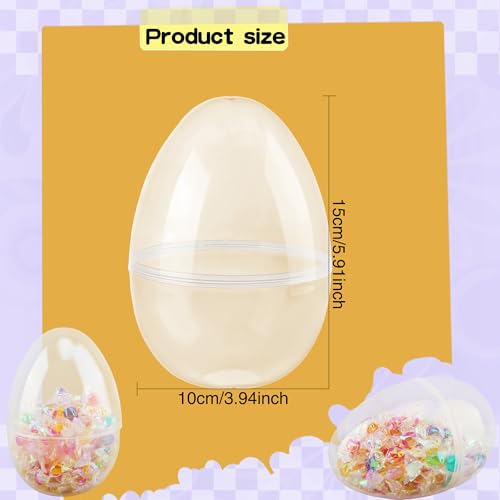 Restroma 30 Pack 6 Inch 5 Inch 45 Inch Jumbo Clear Easter Eggs Plastic Transparent Easter Eggs Empty Large Surprise Eggs Fillable for Easter Theme Party Favor Clear 6 Inch - Image 5