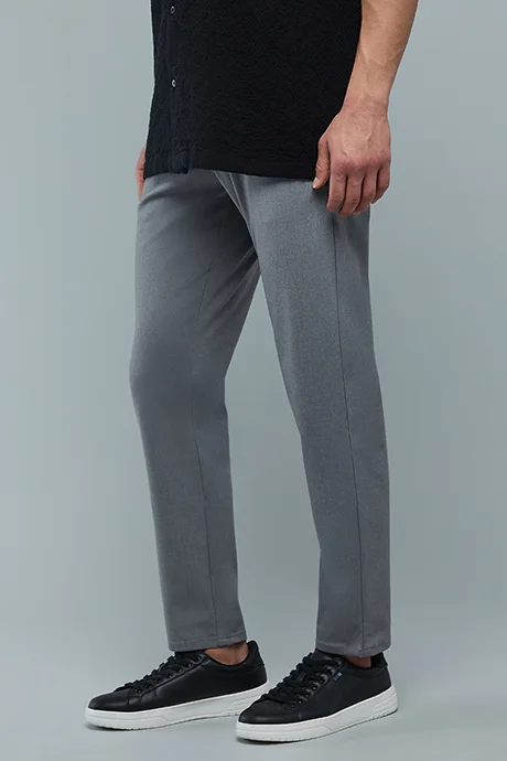 R&B Solid Slim Fit Pants with Button Closure