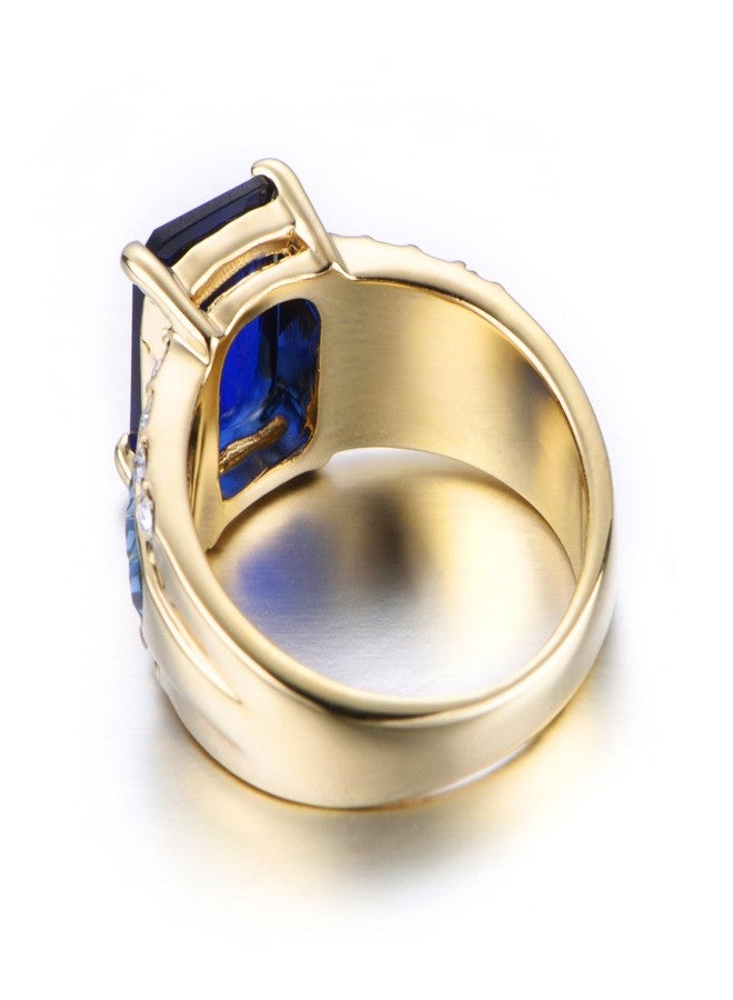 Yoursfs Fake Sapphire Rings For Women Blue Sapphire Ring Gold 18K Gold Plated Square Stones in Crystal Blue Ring Wedding Giving - Image 4