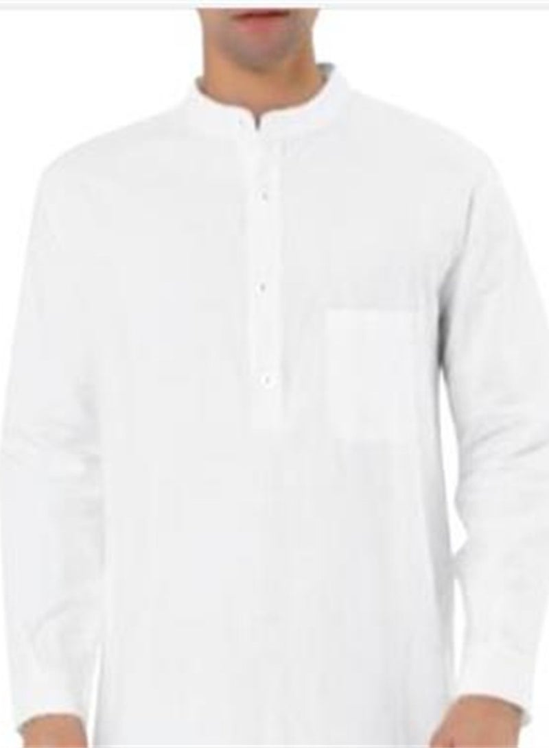 Stylish Simple Pocket Men's Shirt Muslim Abaya - Image 3