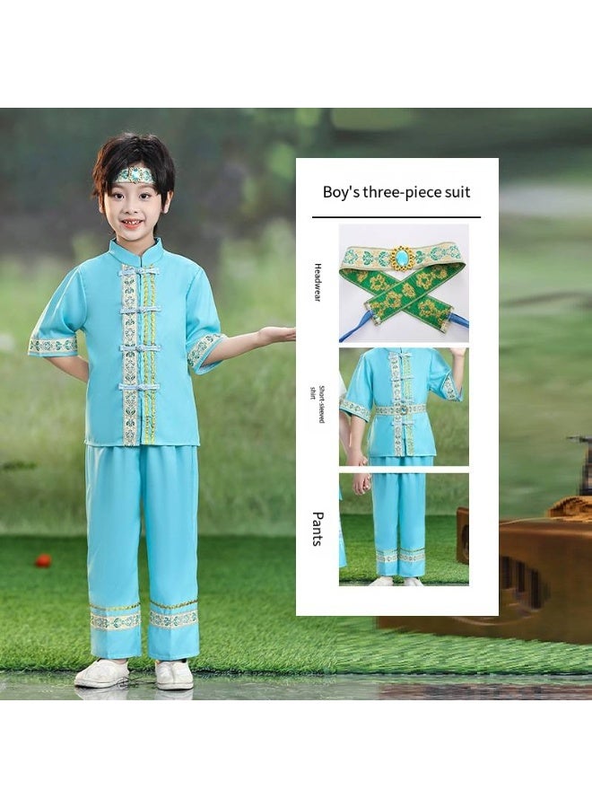 general Chinese Boy Top Skirt Dress Clothing headwear Outfit 3 pcs SET - Image 1