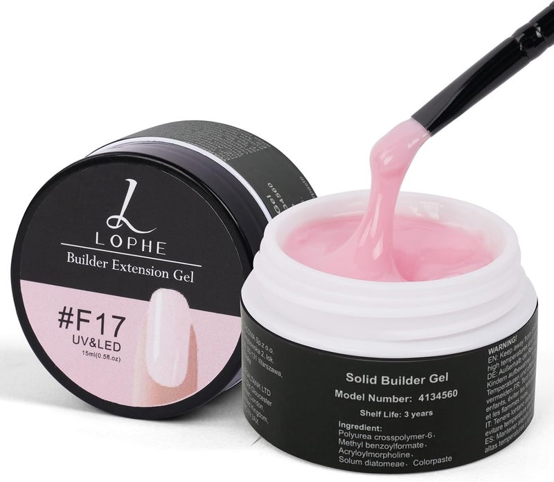 طقم جل الأظافر LOPHE للبناء جل صلب للبناء لتمديد الأظافر وردي ناعم غير لاصق جل تمديد الأظافر للنقش أنماط جل بناء الأظافر LED UV لتقوية المانيكير 15 مل