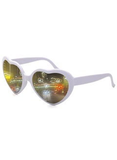 Heart Sunglasses,  Peach Heart Special Effects Sunglasses Funny Light Diffraction Eyeglasses Heart Light Glasses Magnetic Glasses Clip on Sunglasses Plastic Frame for Night Driving