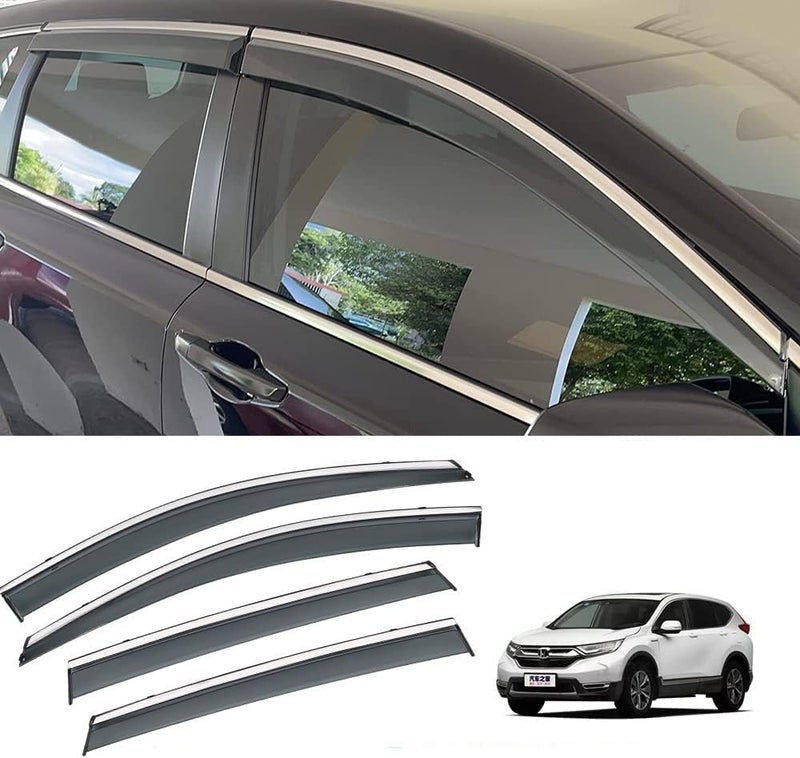 Vesul Polycarbonate Rain Guard Vent Visor for Honda CR-V (2017-2021) with Stainless Steel Trim - Image 1