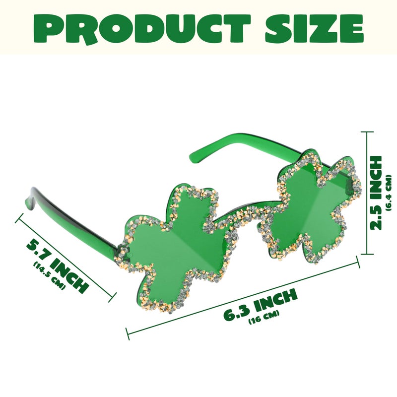 JOYIN 3 Pcs St. Patrick's Day Shamrock Sunglasses, Four Leaf Clover Glasses Green Eyewear for St. Patrick's Carnival Parade Dress Up Accessories Costumes, Party Favors for Men, Women - Image 5