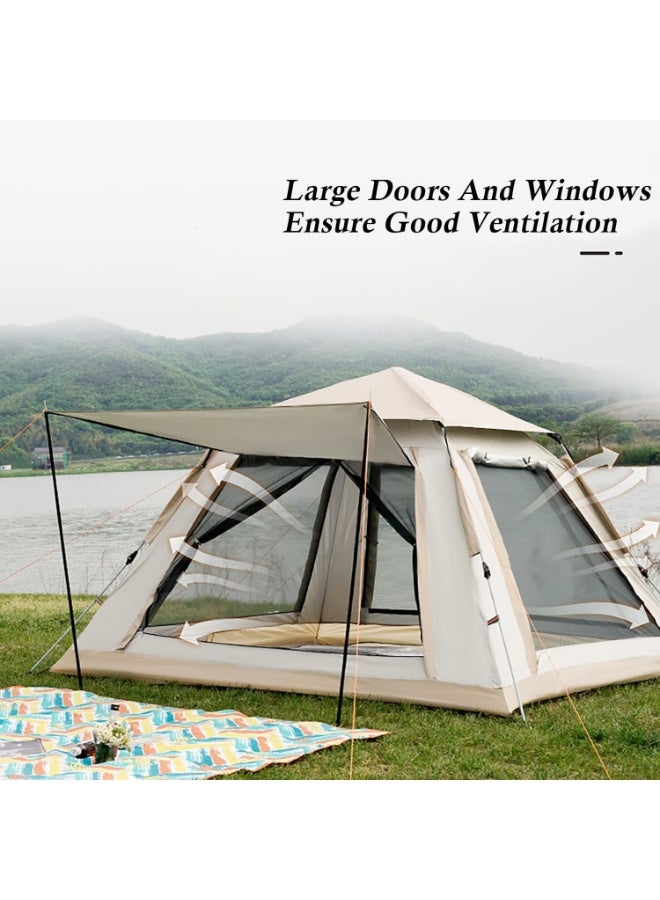 يلا جوي خيمة تخييم منبثقة، نافذتان شبكيتان وبابان، مقاومة للماء والرياح، سهلة التركيب مع دهليز وغطاء للمطر، خيمة منبثقة للتنزه والسفر - حقيبة حمل (4-6 أشخاص) - Image 3