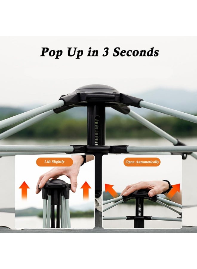 يلا جوي خيمة تخييم منبثقة، نافذتان شبكيتان وبابان، مقاومة للماء والرياح، سهلة التركيب مع دهليز وغطاء للمطر، خيمة منبثقة للتنزه والسفر - حقيبة حمل (4-6 أشخاص) - Image 4