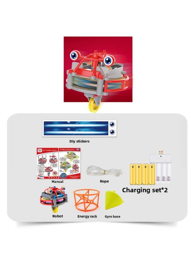 Black Technology Wire Walking Single Wheel Robot Self-balancing Tumbler Interesting Exotic Children's Creative Toys-Color:Steel Wire Wheelbarrow [red] + Charging Suit X2  - Image 1