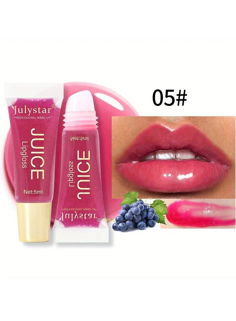 Julystar Natural Fruit Flavor Lip Oil & Gloss Set - Long-Lasting Moisturizing, Mirror Shine, Pouty Lips Effect - Vegan, Paraben-Free, Perfect for Daily Hydration & Gifts[05] - Image 1