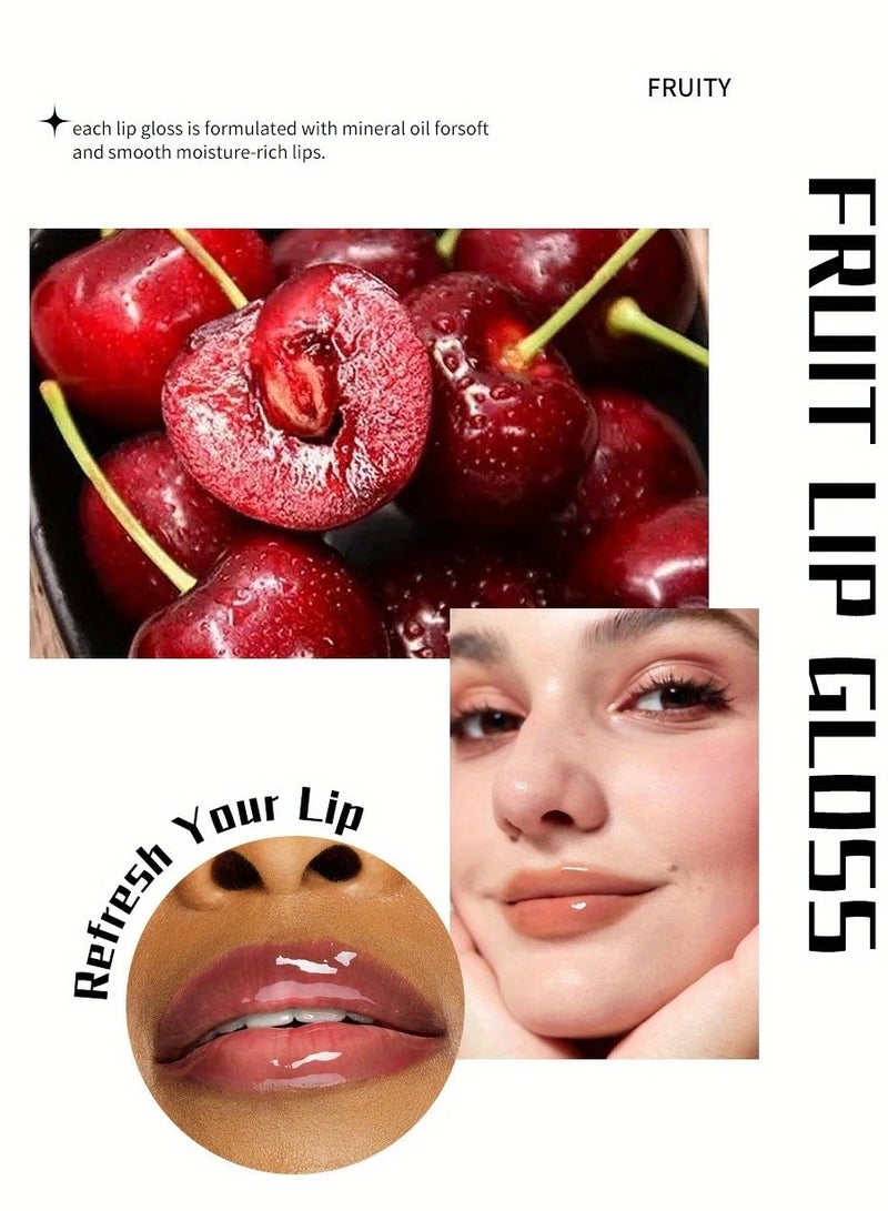 Julystar Natural Fruit Flavor Lip Oil & Gloss Set - Long-Lasting Moisturizing, Mirror Shine, Pouty Lips Effect - Vegan, Paraben-Free, Perfect for Daily Hydration & Gifts[05] - Image 2