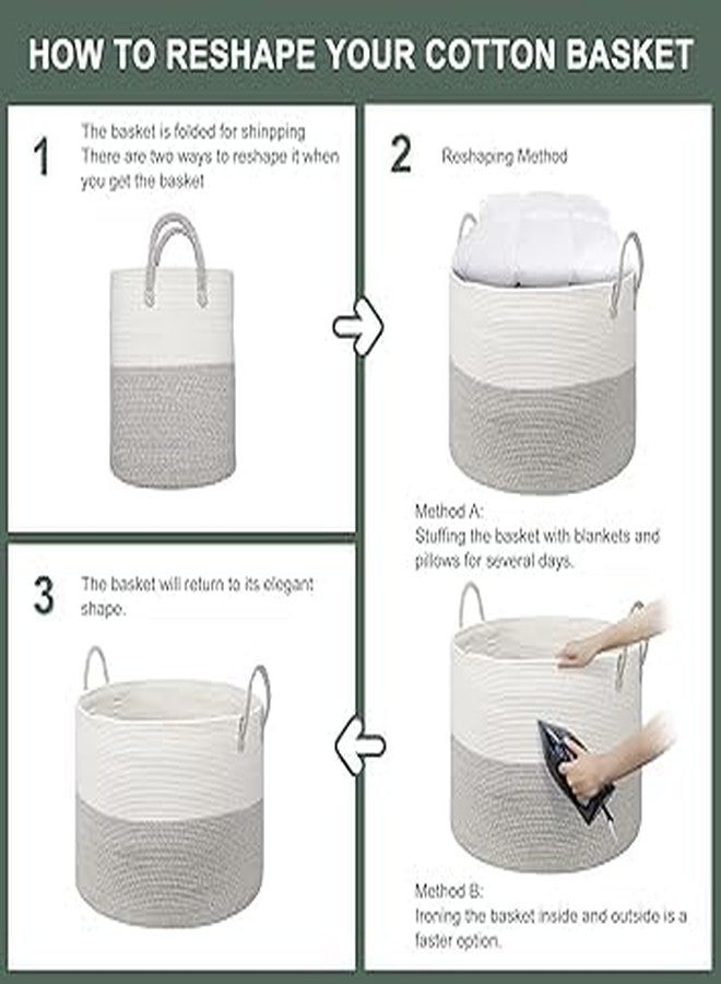HOME FIESTA THE FIRST HOME DECOR Storage Basket with Lid, Cotton Rope Storage Baskets, Laundry Hamper, Toy Bin, for Toys Towels Blankets Storage in Living Room Baby Nursery (LD10) - Image 3