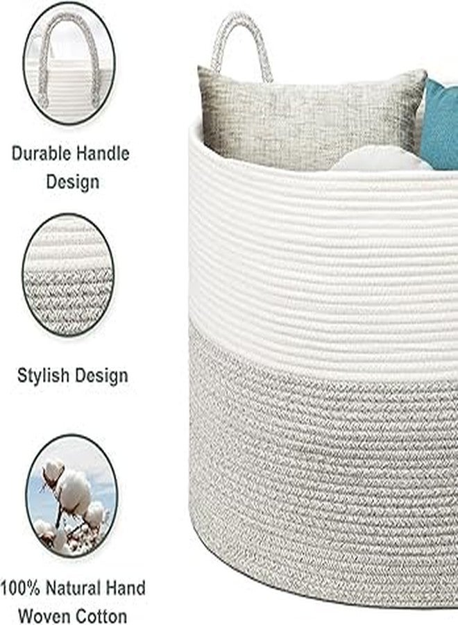 HOME FIESTA THE FIRST HOME DECOR Storage Basket with Lid, Cotton Rope Storage Baskets, Laundry Hamper, Toy Bin, for Toys Towels Blankets Storage in Living Room Baby Nursery (LD10) - Image 4