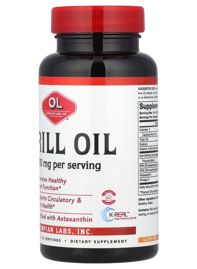 Olympian Labs Krill Oil 1000 mg 60 Softgels (500 mg per Softgel) - Image 2