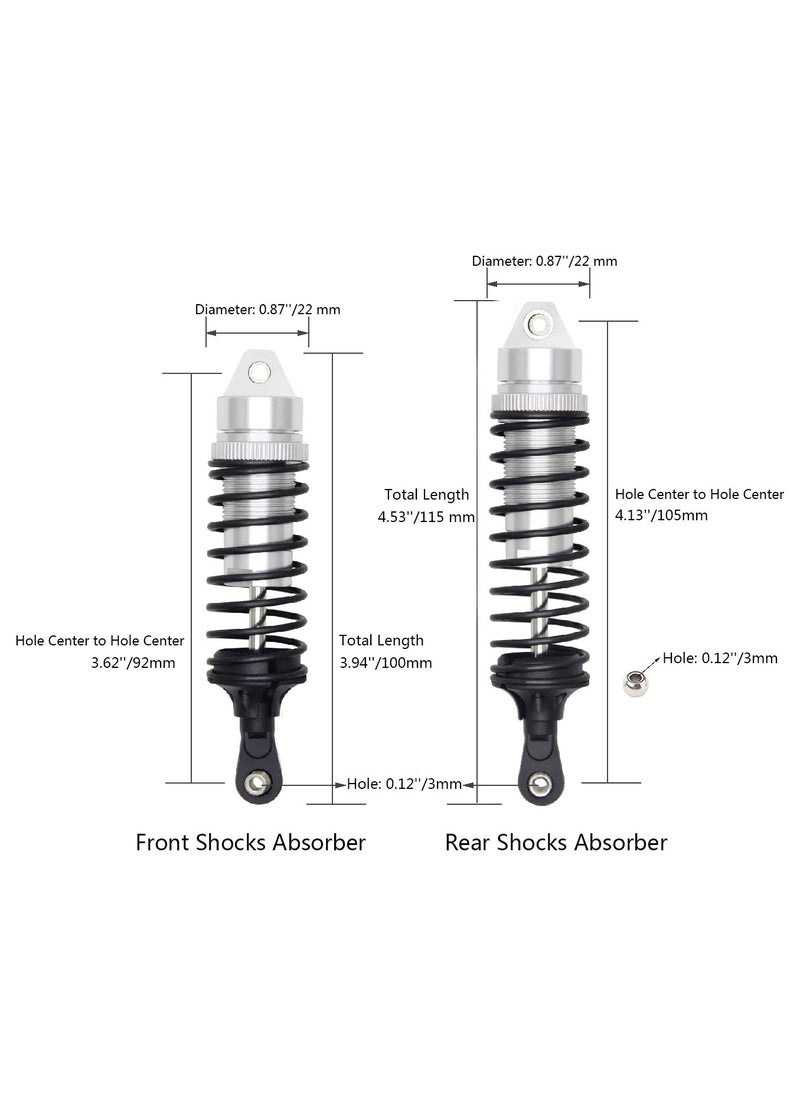 Hosim Hosim Front & Rear Shock Absorber Springs Damper Kits Aluminum Alloy for 1/10 Traxxas Slash 4x4 4WD RC Cars Upgrades Replacement Accessories Silver (4PCS)  - Image 2