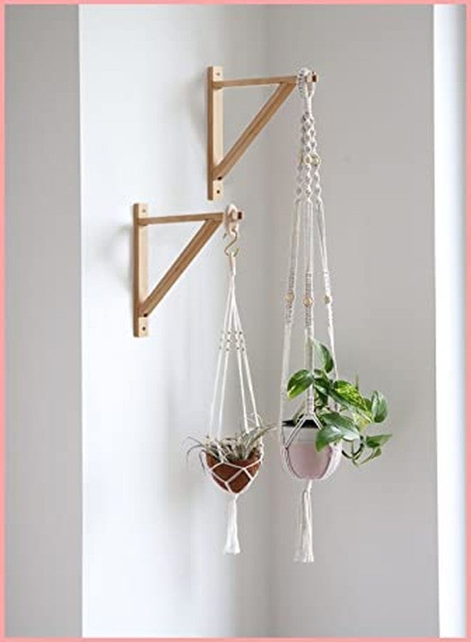 FRIADE Wall Mounted Wood Bracket for Hanging Sconce Pendant Lamp Kits, Planters, Lanterns, Wind Chimes, 12 Inch Floating Shelves Bracket, Set of 2 (Burlywood) - Image 3