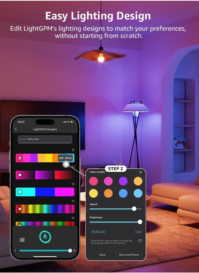 Lepro B1 AI Smart Bulb E27, 806LM 8.5W (Replace 60W), Music Sync Bluetooth & WiFi Bulb, Voice Control Screw Light Bulbs