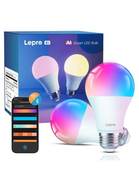 Lepro B1 AI Smart Bulb E27, 806LM 8.5W (Replace 60W), Music Sync Bluetooth & WiFi Bulb, Voice Control Screw Light Bulbs