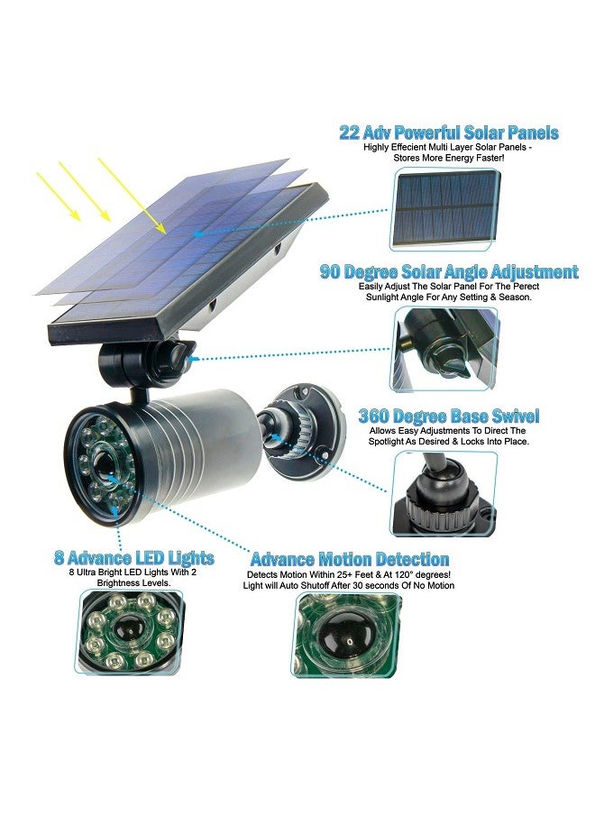 Generic - 8 LED Solar Powered Motion Security Sensing Spotlight - IP66 Waterproof - Image 1