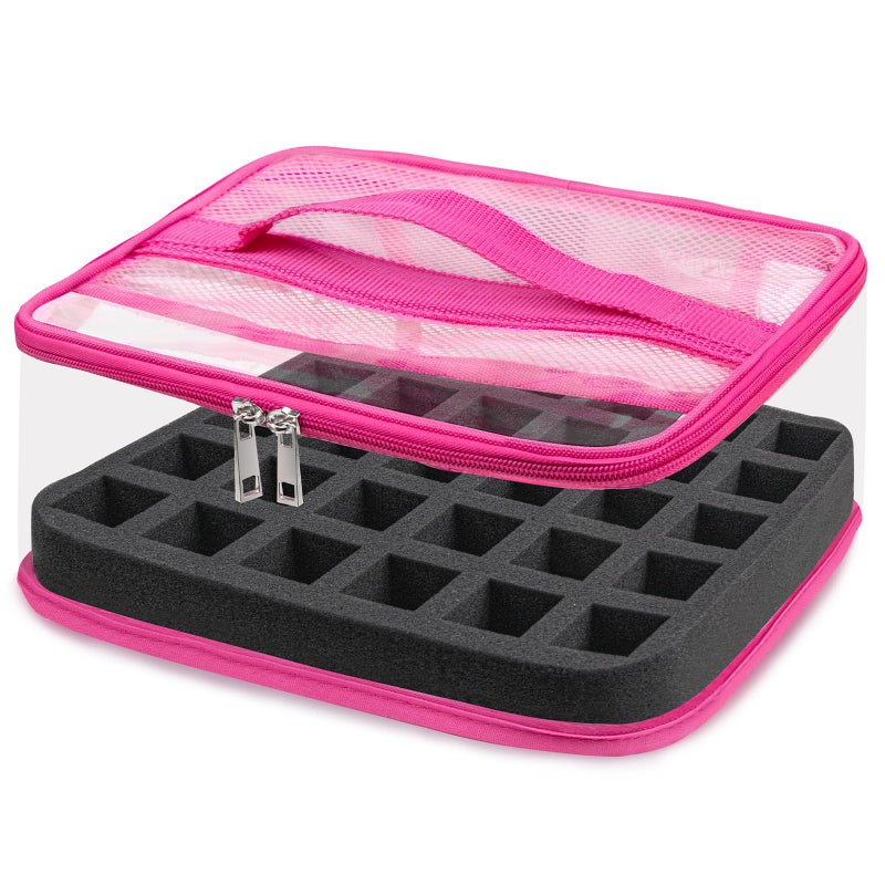 Subay Nail Polish Organizer Clear Nail Polish Storage Organizer Case Holds 30 Bottles Portable PVC Nail Travel Bag for Nail Polish Display Nail Supplies Kit Bag for Nail Tech Organization Rose Red - Image 2