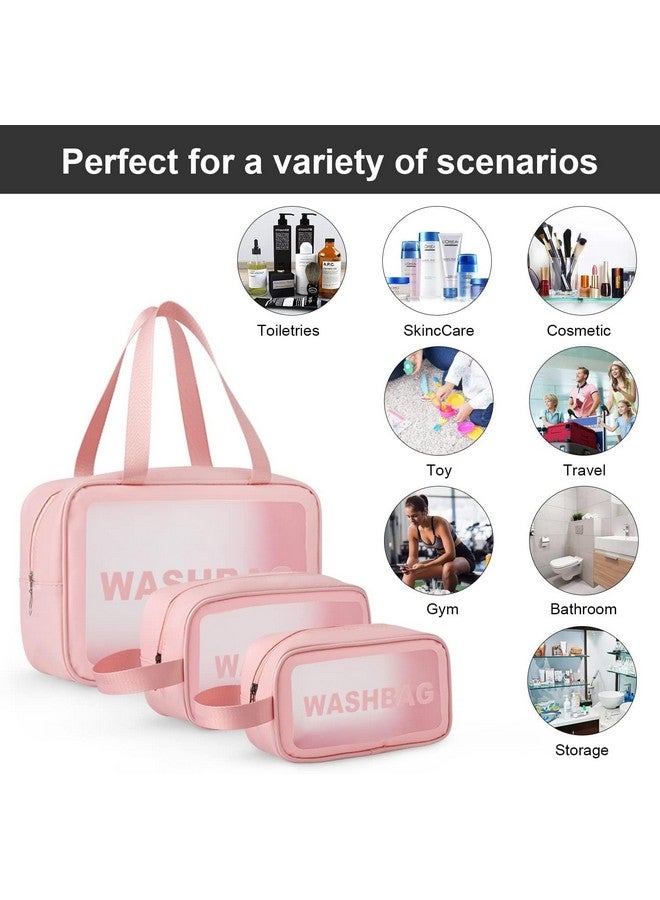 KRUPAVI Travel Makeup Pouch Set for Women Men, Translucent Waterproof Makeup Cosmetic Organizer Bag Travel Organizer for Accessories, Travel Toiletry Storage Kit,Set of 3 - Image 3