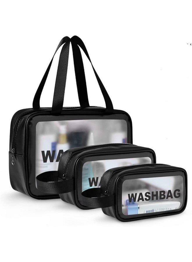 KRUPAVI Travel Makeup Pouch Set for Women Men, Translucent Waterproof Makeup Cosmetic Organizer Bag Travel Organizer for Accessories, Travel Toiletry Storage Kit,Set of 3 - Image 1