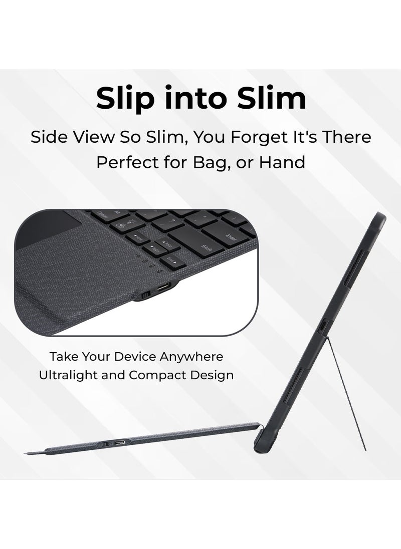 iPad Pro 12.9 3rd 4th 5th gen 2018/2020/2021 iPad Keyboard Folio Combo with Detachable Keyboard Trackpad and Smart Connector English & Arabic with Screen Protector in Elegant Black