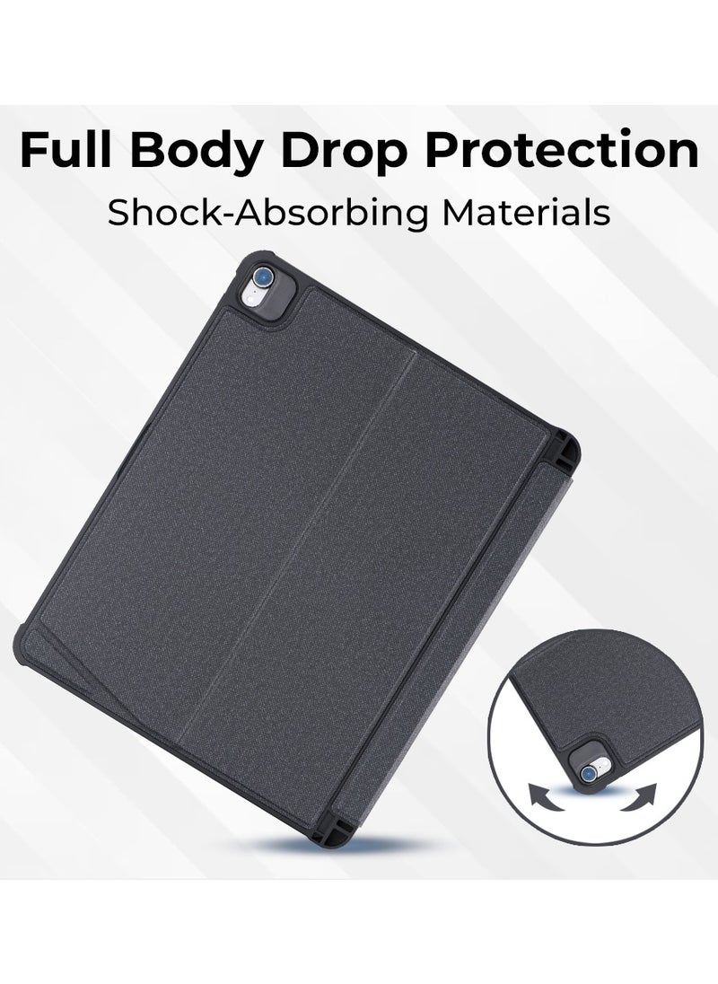 glassology iPad Pro 12.9 3rd 4th 5th gen 2018/2020/2021 iPad Keyboard Folio Combo with Detachable Keyboard Trackpad and Smart Connector English & Arabic with Screen Protector in Elegant Black  - Image 4