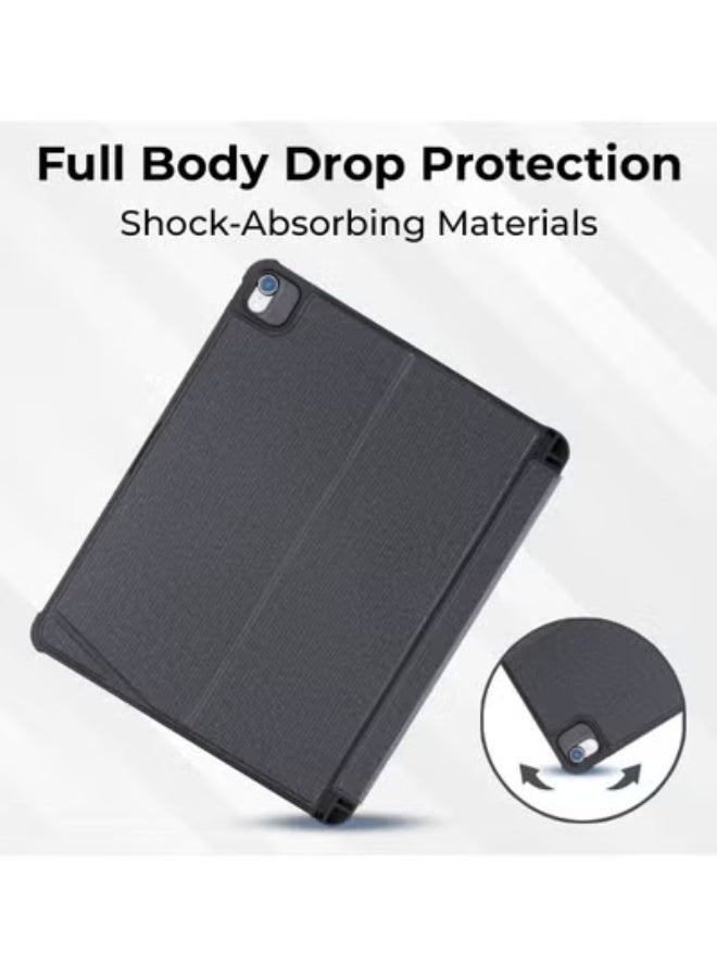 جلاسولوجي iPad Pro 12.9 3rd 4th 5th gen 2018,2020,2021 iPad Keyboard Folio Combo with Detachable Keyboard Trackpad and Smart Connector bilingual with Screen Protector in Elegant Black - Image 3