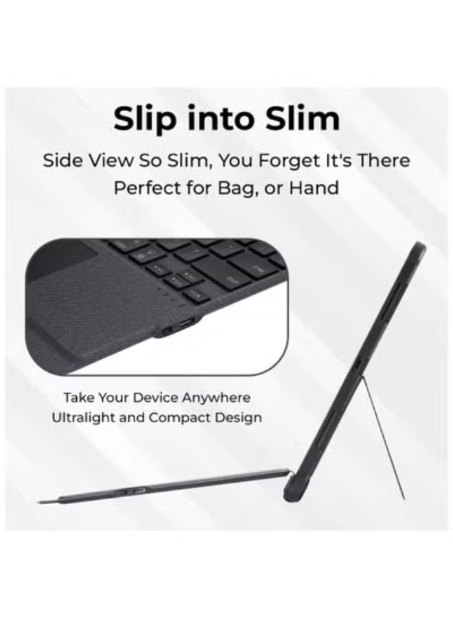 جلاسولوجي iPad Pro 12.9 3rd 4th 5th gen 2018,2020,2021 iPad Keyboard Folio Combo with Detachable Keyboard Trackpad and Smart Connector bilingual with Screen Protector in Elegant Black - Image 5
