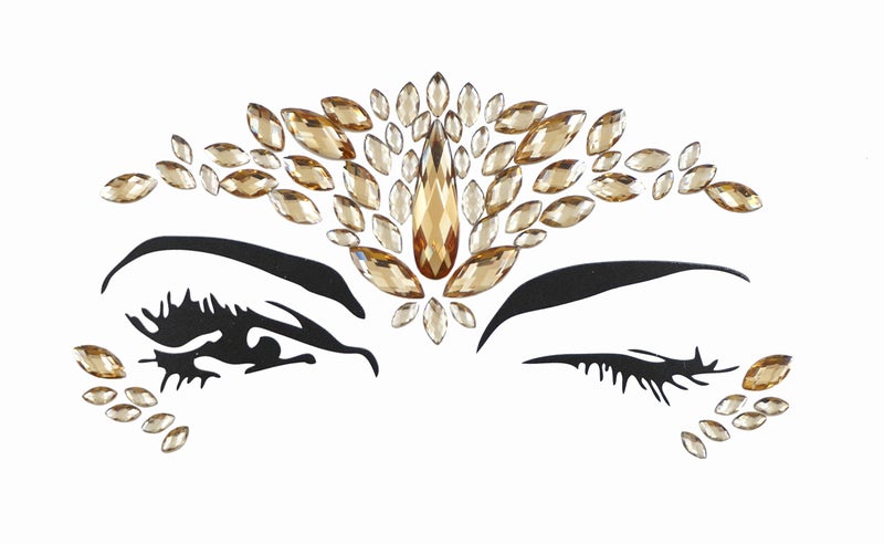 TOPAZ face jewels for makeup Festival Wedding Face Gems Temporary Tattoos mermaid halloween Bindi Fusion Headpiece Body Jewellery bindi face jewel(Topaz gold/SR16) - Image 1