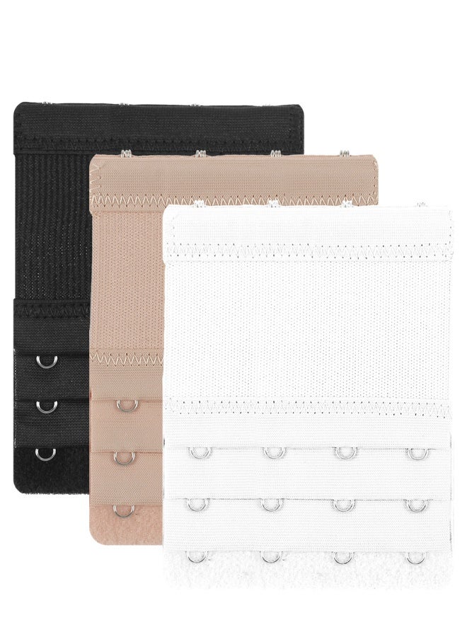HOME-MART Women's Bra Extender 3 Rows 3 Hooks/4 Hooks Bra Extension Strap Soft and Comfortable