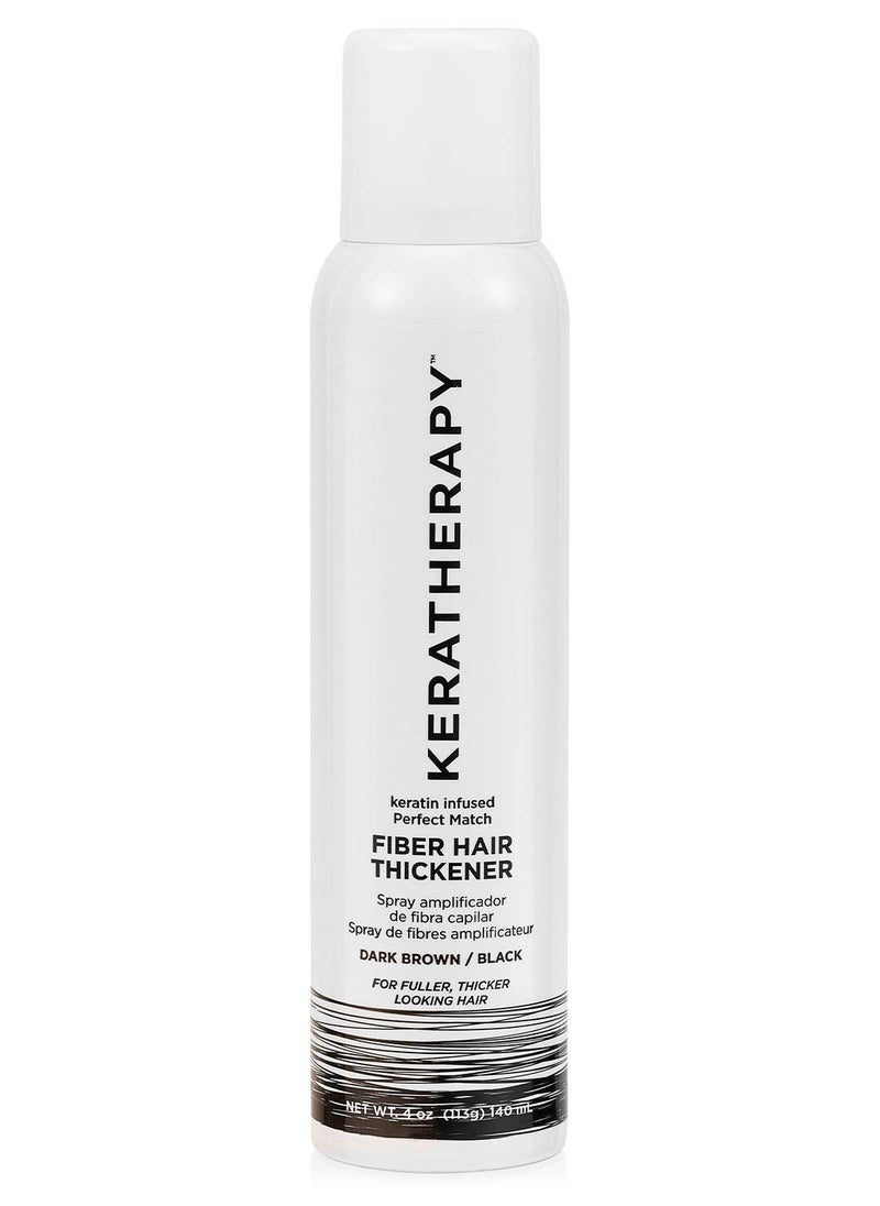 KERATHERAPY Keratherapy Keratin Infused Perfect Match Fiber Hair Thickener Spray, Dark Brown to Black, 4 fl. oz., 140 ml - Volumizing, Thickening, & Concealing Hairspray for Scalp Coverage, Roots & Thinning Areas  - Image 1