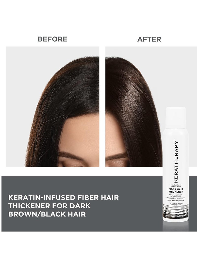 KERATHERAPY Keratherapy Keratin Infused Perfect Match Fiber Hair Thickener Spray, Dark Brown to Black, 4 fl. oz., 140 ml - Volumizing, Thickening, & Concealing Hairspray for Scalp Coverage, Roots & Thinning Areas  - Image 3