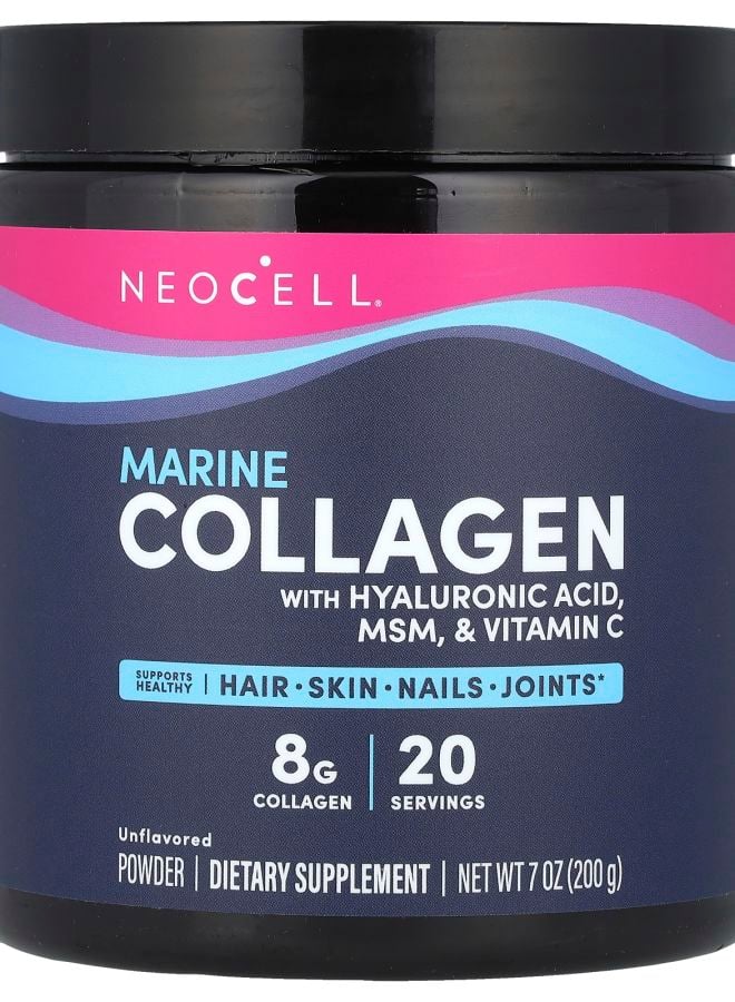 Marine Collagen Powder With Hyaluronic Acid MSM & Vitamin C Unflavored 7 oz (200 g)