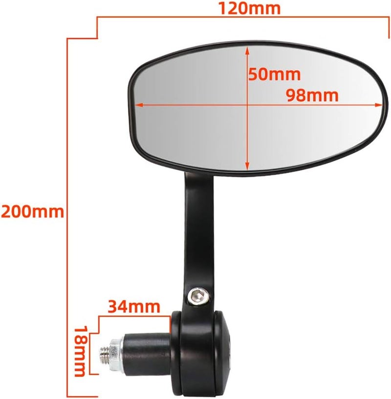 QASULER 18mm Black 7/8" Handlebar End Mirrors - Image 2