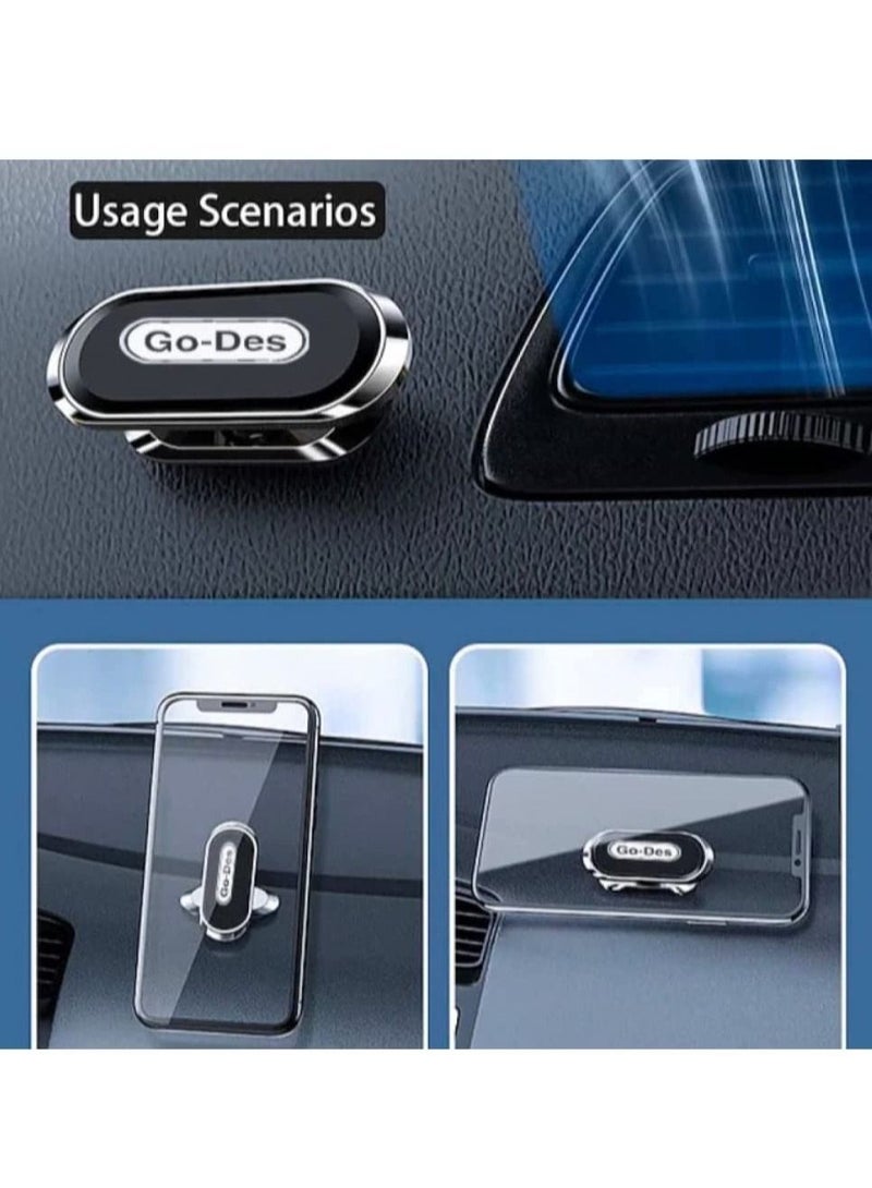 Go-Des GD-HD708 Mobile Phone Mini Holder Car Mount Magnetic ,Dashboard Phone Holder Universal Car Cell Phone Bracket 360 Degree Adjustable For iPhone Black-Grey (Type B) - Image 3