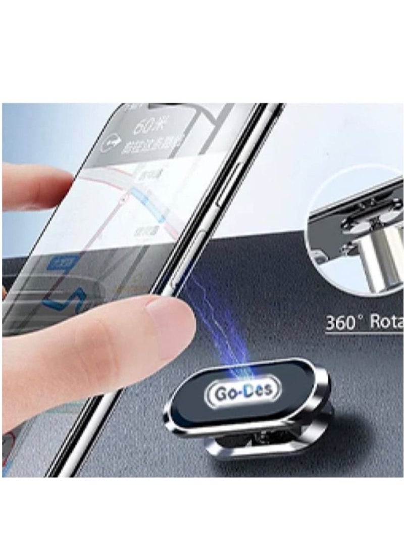 Go-Des GD-HD708 Mobile Phone Mini Holder Car Mount Magnetic ,Dashboard Phone Holder Universal Car Cell Phone Bracket 360 Degree Adjustable For iPhone Black-Grey (Type B) - Image 4