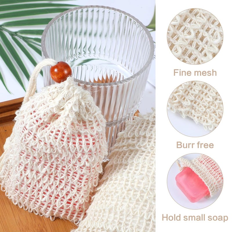 cobee 50 Pcs Soap Saver Bags Mesh Exfoliating Bar Soap Pouch Sisal Soap Saver Drawstring Soap Holder PlasticFree for Shower Soap Foaming and Drying - Image 2